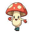 The mushroom character walking and waving: actual GenTap export