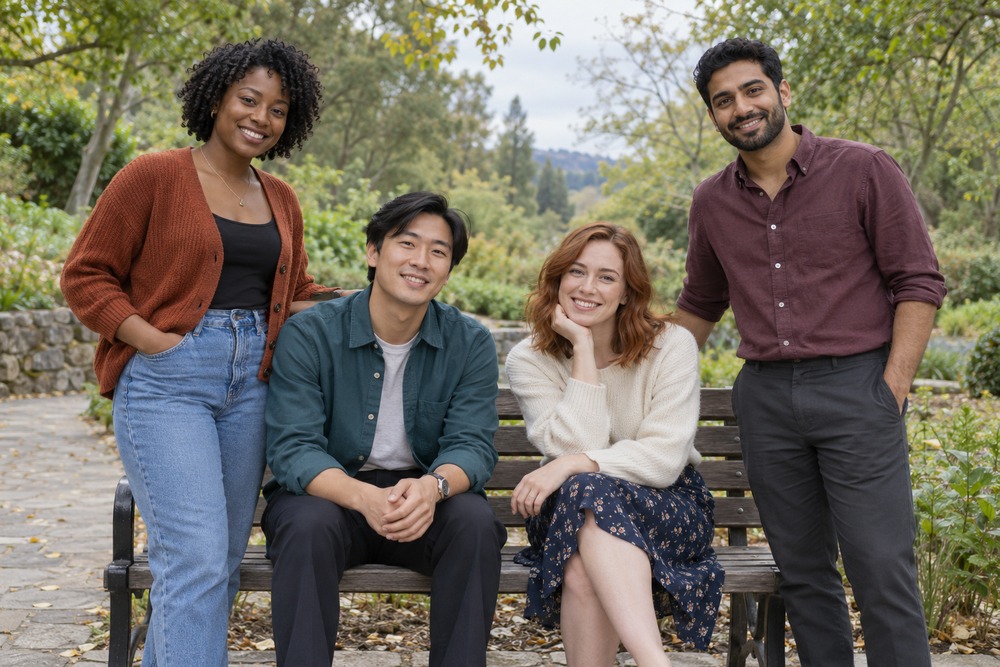 Four fictional AI-generated friends