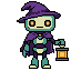 The robot wearing a wizard hat and cloak